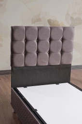 Evdemo Bengü Tek Kişilik Baza Başlık Set Gri 90x190 - 3