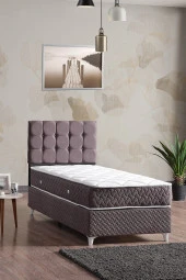 Evdemo Bengü Tek Kişilik Baza Başlık Set Gri 90x190 - 4