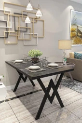 Evdemo Siyah Mermer Parla Mutfak Yemek Masası thumbnail 1