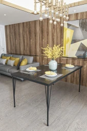 Evdemo  Siyah MermerDekor Mutfak Yemek Masası thumbnail 1