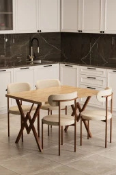 Evdemo  Trend 4 Kişilik Mutfak Masa Takımı Atlantik Çam-Krem-Kahve thumbnail 2
