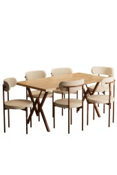Evdemo Trend 6 Kişilik Mutfak Masa Takımı Atlantik Çam-Krem-Kahve thumbnail 1