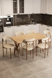 Evdemo Trend 6 Kişilik Mutfak Masa Takımı Atlantik Çam-Krem-Kahve thumbnail 4