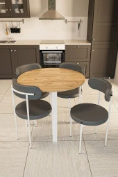 Evdemo  Trend Yuvarlak Mutfak Masa Takımı Atlantik Çam-Gri-Beyaz thumbnail 1