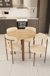 Evdemo  Trend Yuvarlak Mutfak Masa Takımı Atlantik Çam-Krem-Kahve thumbnail 1