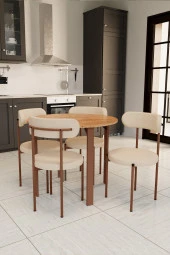 Evdemo  Trend Yuvarlak Mutfak Masa Takımı Atlantik Çam-Krem-Kahve thumbnail 2