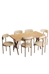 Evdemo Trend 6 Kişilik Mutfak Masa Takımı Atlantik Çam-Krem-Kahve thumbnail 6