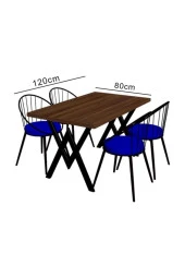 Evdemo Eylül 4 Kişilik Mutfak Masası Takımı Siyah Mermer Desen Kırmızı thumbnail 2