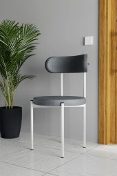 Evdemo  Trend 2li Mutfak Masası Sandalyesi Gri-Beyaz thumbnail 2