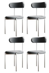 Evdemo  Trend 4lü Mutfak Masası Sandalyesi Gri-Beyaz thumbnail 1