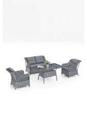 Evdemo  Eren Rattan Bahçe Balkon Takımı 2+1+1 Antrasit - 1