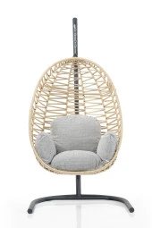 Evdemo  Damla El Örgüsü Makrome Bahçe Balkon Salıncağı Krem Gri thumbnail 3