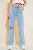 Dizi Lazerli Kot  Pantolon Açık Mavi thumbnail 1