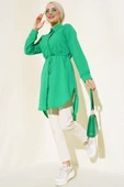Boydan Gizli Düğmeli Tunik Yeşil thumbnail 2