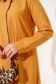 Uzun Model Klasik Yaka Tunik Hardal thumbnail 4