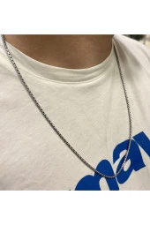 Özel Tasarım Erkek Çelik Zincir Silver Renk Kolye 60 Cm - 1