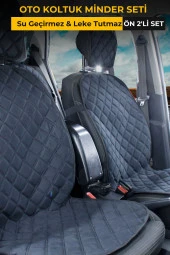 Su Geçirmez & Terletmez Sırtlı Oto Koltuk Minder Seti-Koltuk Koruma Kılıfı (2'Li Set)-Siyah thumbnail 1