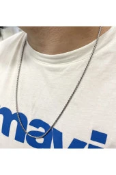 Özel Tasarım Erkek Çelik Zincir Silver Renk Kolye 60 Cm - 2