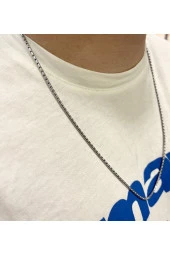 Özel Tasarım Erkek Çelik Zincir Silver Renk Kolye 60 Cm - 3