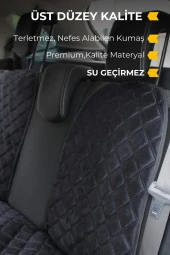 Su Geçirmez & Terletmez Sırtlı Oto Koltuk Minder Seti-Koltuk Koruma Kılıfı (2'Li Set)-Siyah thumbnail 3