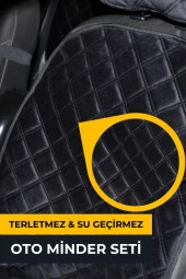 Su Geçirmez & Terletmez Sırtlı Oto Koltuk Minder Seti-Koltuk Koruma Kılıfı (Full Set)-Siyah - 2