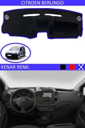 Citroen Berlingo Için Uygun Torpido Koruma Halısı Siyah Kenar Renk Mavi thumbnail 1