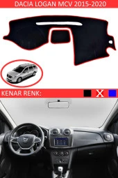 Dacia Logan Mcv 2015-2020 Için Uygun Torpido Koruma Halısı Siyah Kenar Renk Kırmızı thumbnail 1