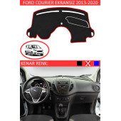 Ford Courier Ekransız 2013-2020 Için Uygun Torpido Koruma Halısı Siyah Kenar Renk Kırmızı thumbnail 1