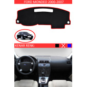 Ford Mondeo 2000-2007 Için Uygun Torpido Koruma Halısı Siyah Kenar Renk Kırmızı - 1