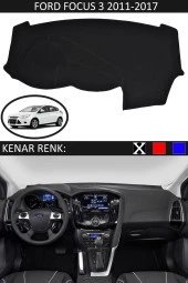 Ford Focus 3 2011-2017 İçin Uygun Torpido Koruma Halısı Siyah Kenar Renk Siyah - 1