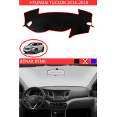 Hyundai Tucson 2016-2018 Için Uygun Torpido Koruma Halısı Siyah Kenar Renk Kırmızı thumbnail 1