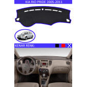 Kia Rio Pride 2005-2011 Için Uygun Torpido Koruma Halısı Siyah Kenar Renk Mavi thumbnail 1