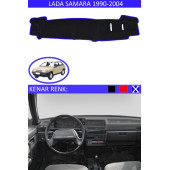 Lada Samara 1990-2004 Için Uygun Torpido Koruma Halısı Siyah Kenar Renk Mavi - 1