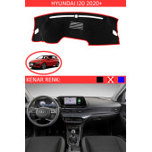 Hyundai I20 2020+ Modelleri Için Uygun Torpido Koruma Halısı Siyah Kenar Renk Kırmızı thumbnail 1