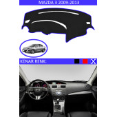 Mazda 3 2009-2013 Için Uygun Torpido Koruma Halısı Siyah Kenar Renk Mavi thumbnail 1