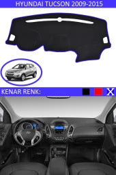 Hyundai Tucson 2009-2015 Için Uygun Torpido Koruma Halısı Siyah Kenar Renk Mavi - 1