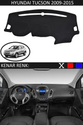 Hyundai Tucson 2009-2015 İçin Uygun Torpido Koruma Halısı Siyah Kenar Renk Siyah - 1