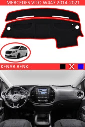 Mercedes Vito W447 2014-2021 Için Uygun Torpido Koruma Halısı Siyah Kenar Renk Kırmızı thumbnail 1