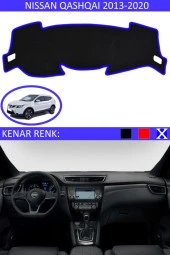 Nissan Qashqai 2013-2020 Için Uygun Torpido Koruma Halısı Siyah Kenar Renk Mavi thumbnail 1