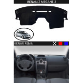 Renault Megane 2 Için Uygun Torpido Koruma Halısı Siyah Kenar Renk Siyah thumbnail 1