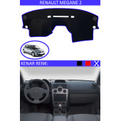 Renault Megane 2 Için Uygun Torpido Koruma Halısı Siyah Kenar Renk Mavi thumbnail 1