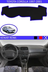 Toyota Coralla 1997-2001 Için Uygun Torpido Koruma Halısı Siyah Kenar Renk Mavi thumbnail 1