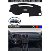 Volkswagen Golf 5 2003-2009 Için Uygun Torpido Koruma Halısı Siyah Kenar Renk Siyah thumbnail 1