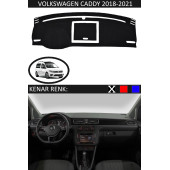 Volkswagen Caddy 2018-2021 Için Uygun Torpido Koruma Halısı Siyah Kenar Renk Siyah - 1