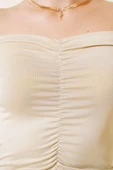 Önü Büzgülü Body Bej thumbnail 4