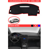 Volkswagen Passat B5 1995-2005 Için Uygun Torpido Koruma Halısı Siyah Kenar Renk Kırmızı thumbnail 1