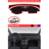 Volkswagen Passat 2007-2012 Modelleri Için Uygun Torpido Koruma Halısı Siyah Kenar Renk Kırmızı - 1