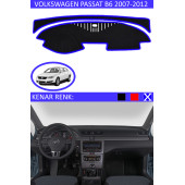 Volkswagen Passat B6 2007-2012 Için Uygun Torpido Koruma Halısı Siyah Kenar Renk Mavi thumbnail 1