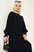 Kol Yanı Taşlı Krep Takım  Siyah thumbnail 2