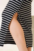 Yatay Çizgili Etekli İkili Takım Siyah thumbnail 4